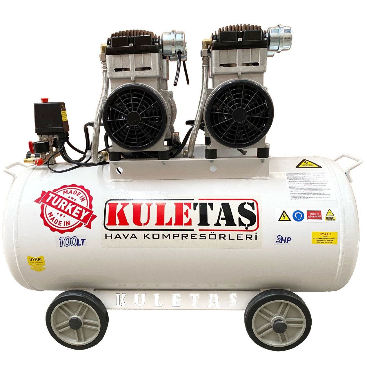 Kuletaş Sessiz Yağsız Kompresör 100 Lt- Bakır Sargı - Yerli Üretim