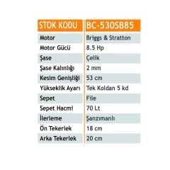 Baco BC-530SB85 Benzinli Çim Biçme Makinası Şanzımanlı