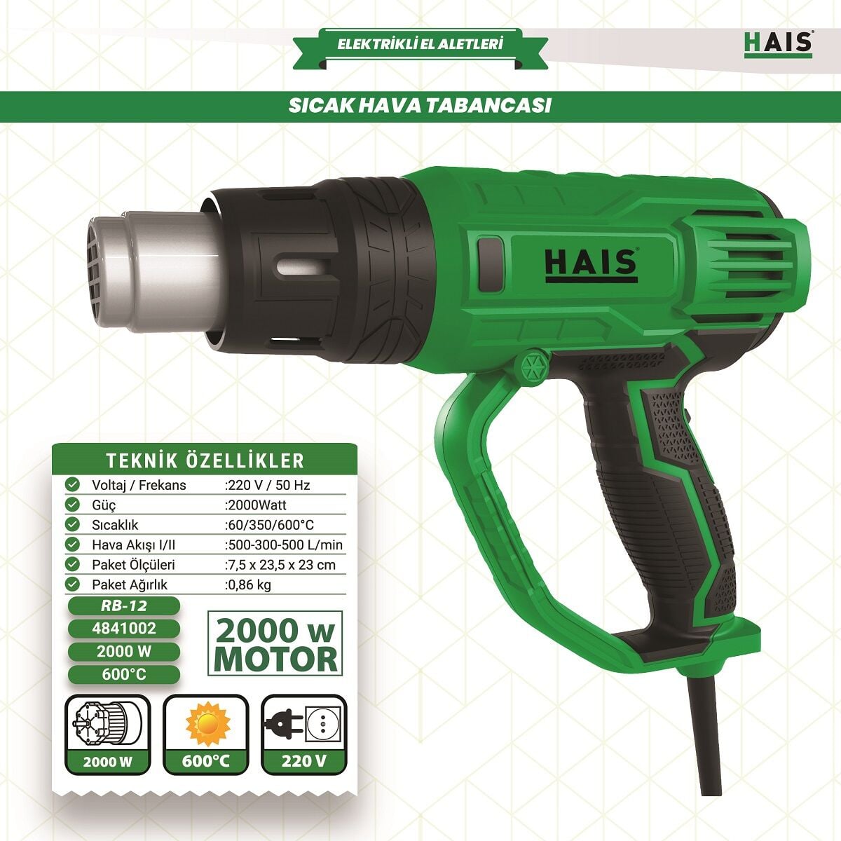 Hais HG12 Sıcak Hava Tabancası