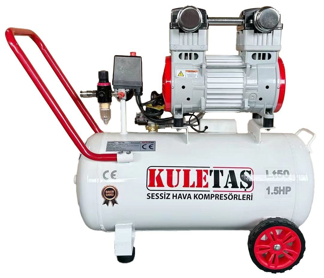 Kuletaş 1.5 Hp 8 Bar 50 LT Süper Sessiz Yağsız Hava Kompresörü