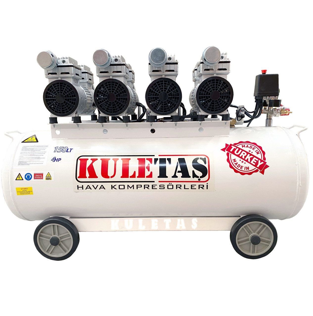 Kuletaş 150 Litre Sessiz Yağsız Hava Kompresörü 4 HP (YERLİ ÜRETİM)