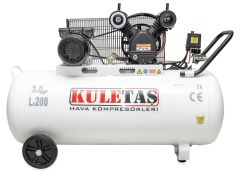 Kuletaş 3 Hp 8 Bar 200 LT Çift Kafa Pistonlu Hava Kompresörü