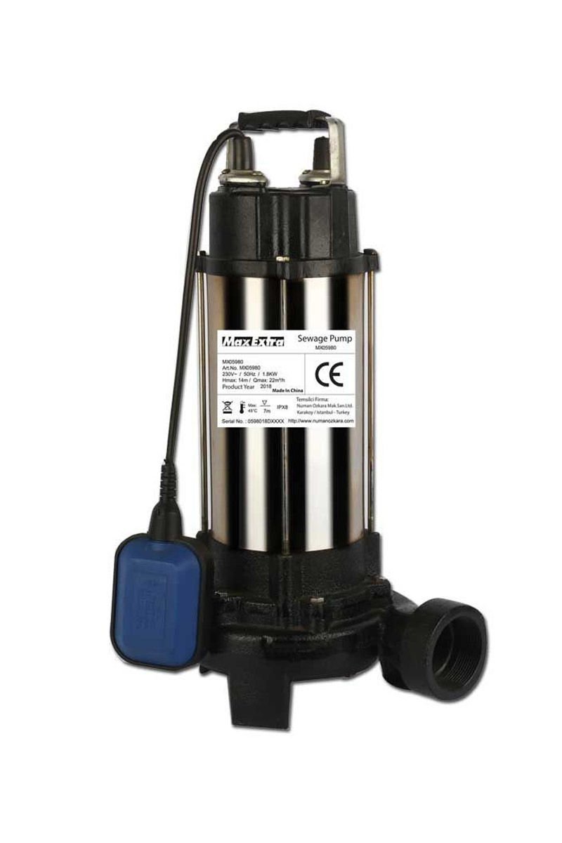 Max Extra MX05980 1800W 2.5hp Parçalayıcı Bıçaklı Atık Su Pompası