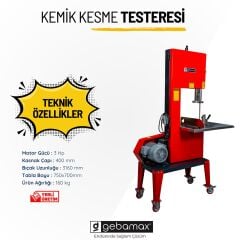 Gebamax BMT40380 400 mm 380 Volt Et ve Kemik Kesme Makinesi - Şerit Testere