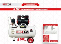 Kuletaş 50 Litre 2 HP Sessiz Premium Kafa Hava Kompresörü