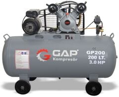 Gap Kompresör 200 Litre 8 Bar 3 Hp Çift Kafa Hava Kompresörü GP200 Yağlı Pistonlu Kompresör