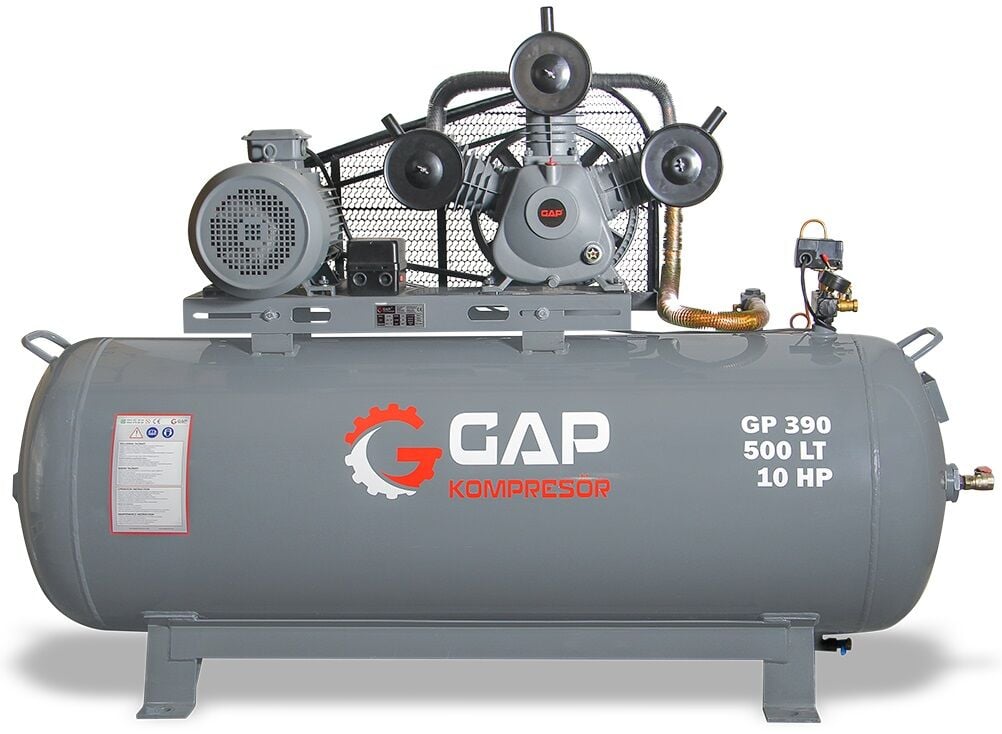 Gap Kompresör 500 Litre 8 Bar 10 Hp Hava Kompresörü GP390 Yağlı Pistonlu Kompresör