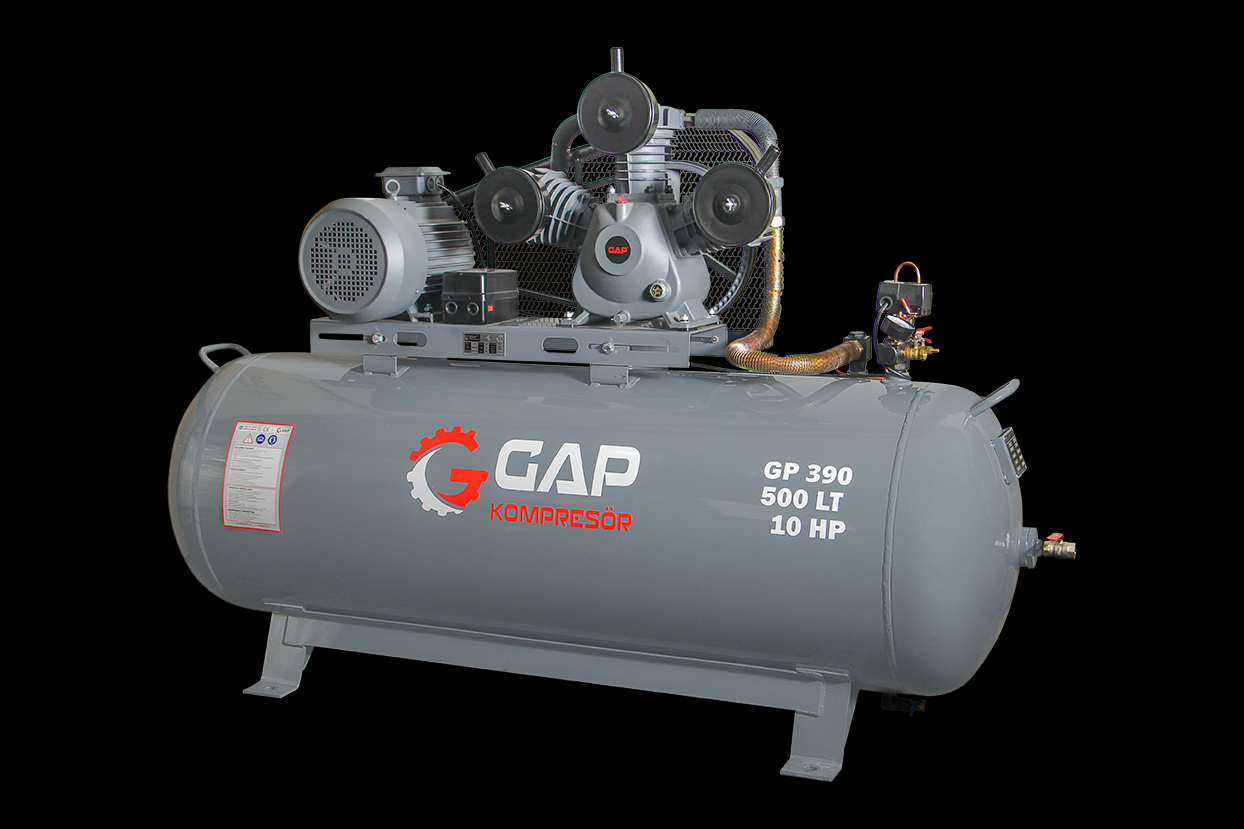 GAP Kompresör 500 Litre 8 Bar 10 HP Pistonlu Yağlı Hava Kompresörü GP390