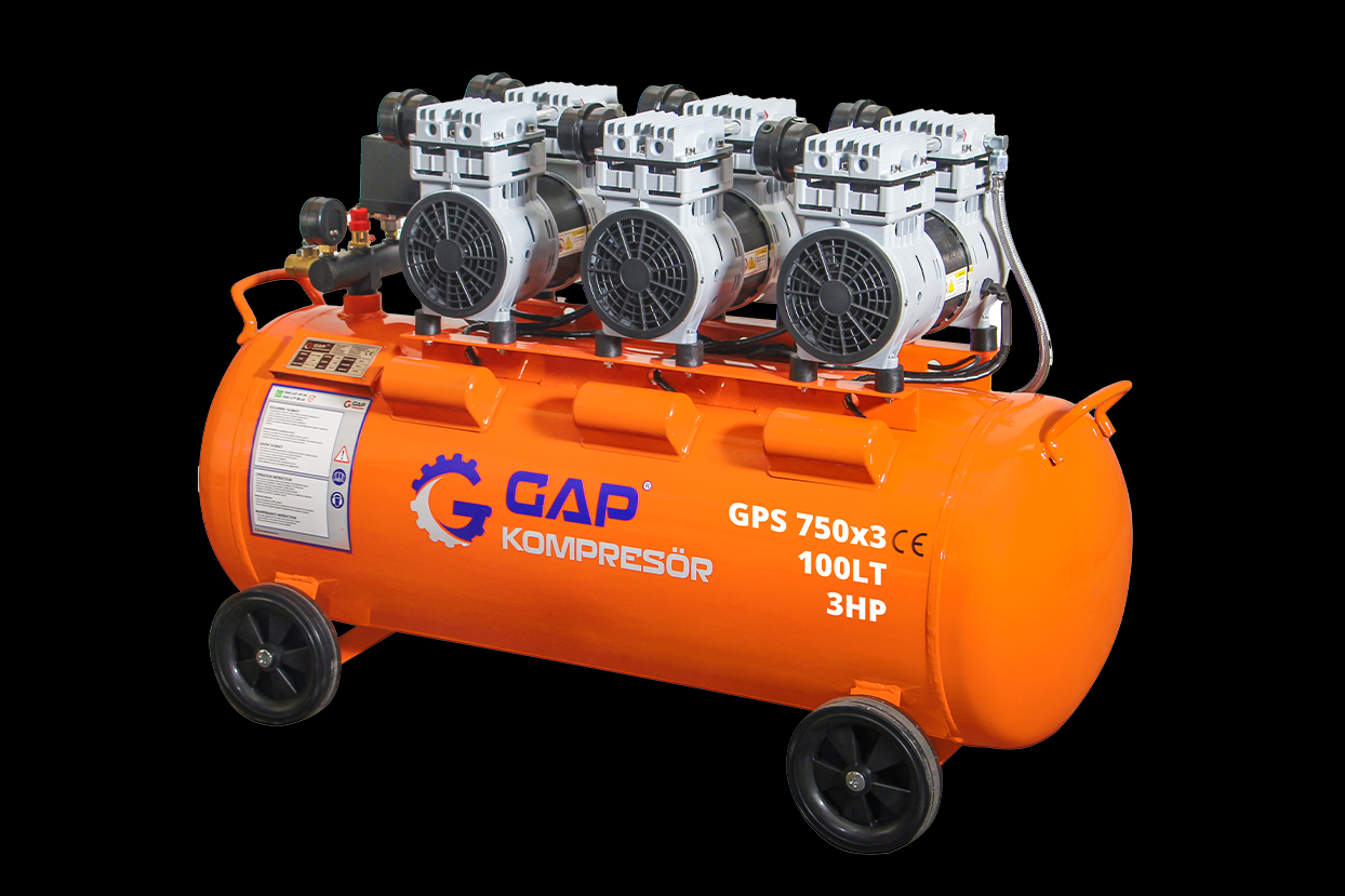 Gap Kompresör GPS750x3 100 Litre 3 Hp Yağsız Sessiz Hava Kompresörü
