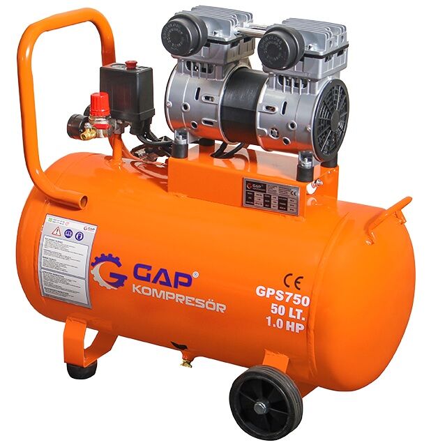 Gap Kompresör 50 Litre 1 Hp Hava GPS750 Kompresörü Yağsız Sessiz Kompresör