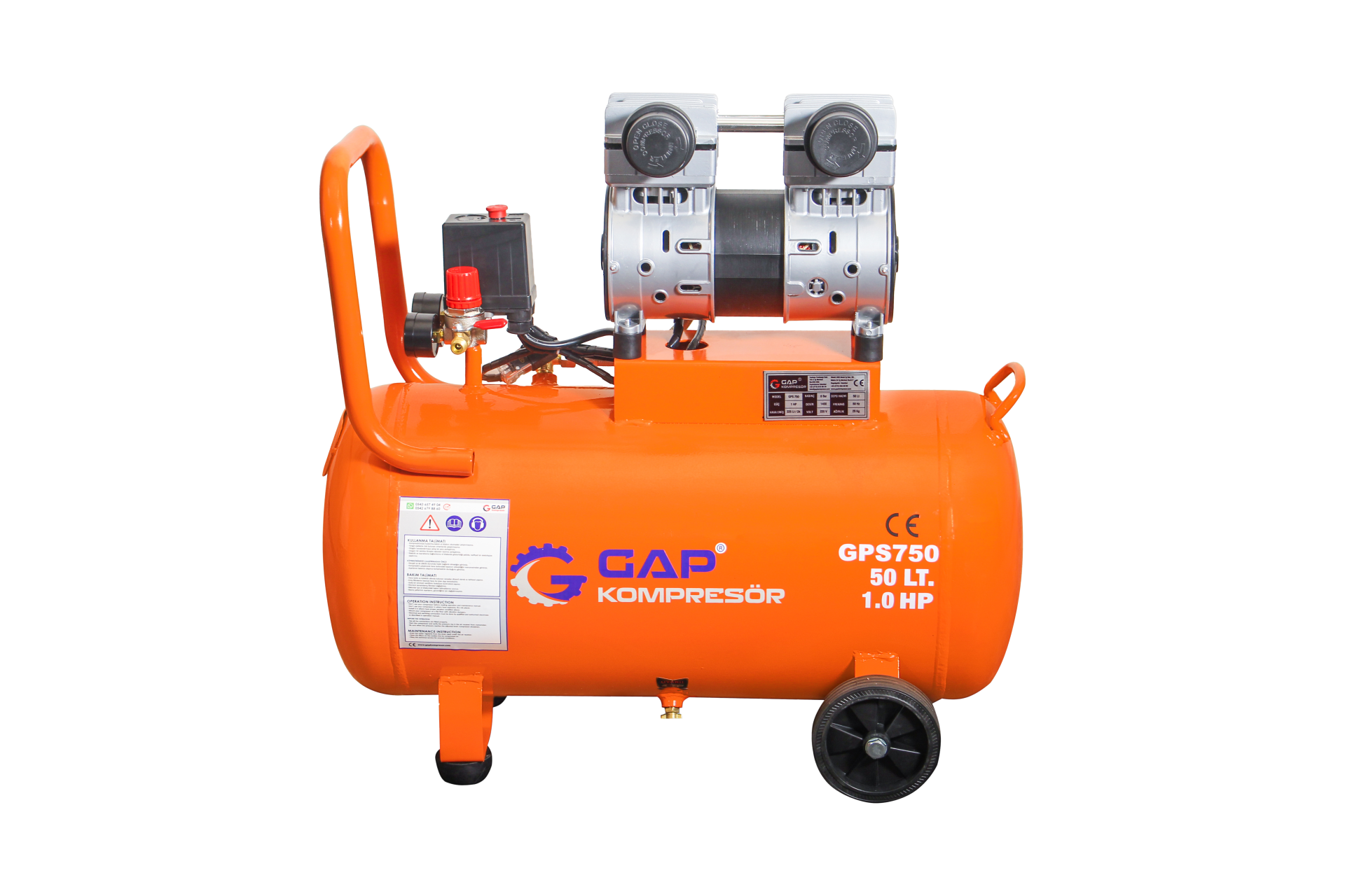 GAP Kompresör 50 lt 1 Hp Sessiz ve Yağsız Hava Kompresörü GPS 750