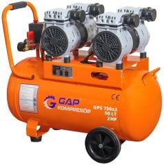 Gap Kompresör 50 Litre 2 Hp Hava Kompresörü GPS750x2 Yağsız Sessiz Kompresör