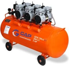 Gap Kompresör 200 Litre 3 Hp Hava Kompresörü GPS750x3-200 Yağsız Sessiz Kompresör