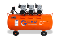 GAP Kompresör 200 lt 3 Hp Sessiz ve Yağsız Hava Kompresörü GPS 750x3/200