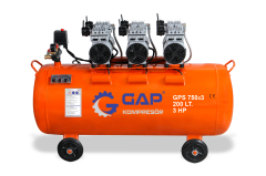 Gap Kompresör 200 Litre 3 Hp Hava Kompresörü GPS750x3-200 Yağsız Sessiz Kompresör