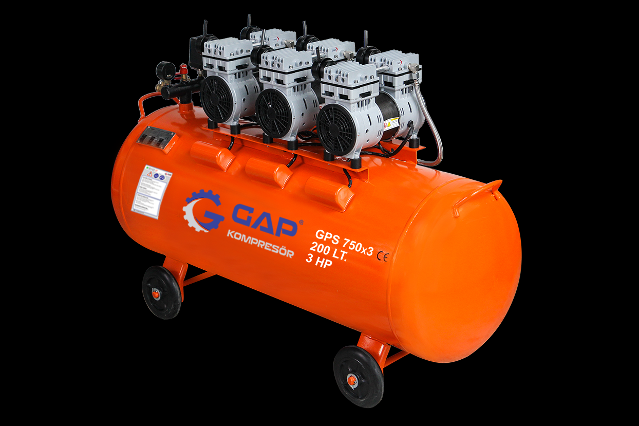 Gap Kompresör GPS750x3-200 200 Litre 3 Hp Yağsız Sessiz Hava Kompresörü