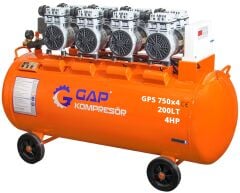 Gap Kompresör 200 Litre 4 Hp Hava Kompresörü GPS750x4 Yağsız Sessiz Kompresör