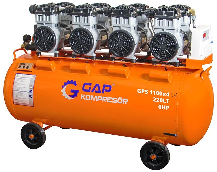 Gap Kompresör 200 Litre 6 Hp Hava Kompresörü GPS1100x4 Yağsız Sessiz Kompresör
