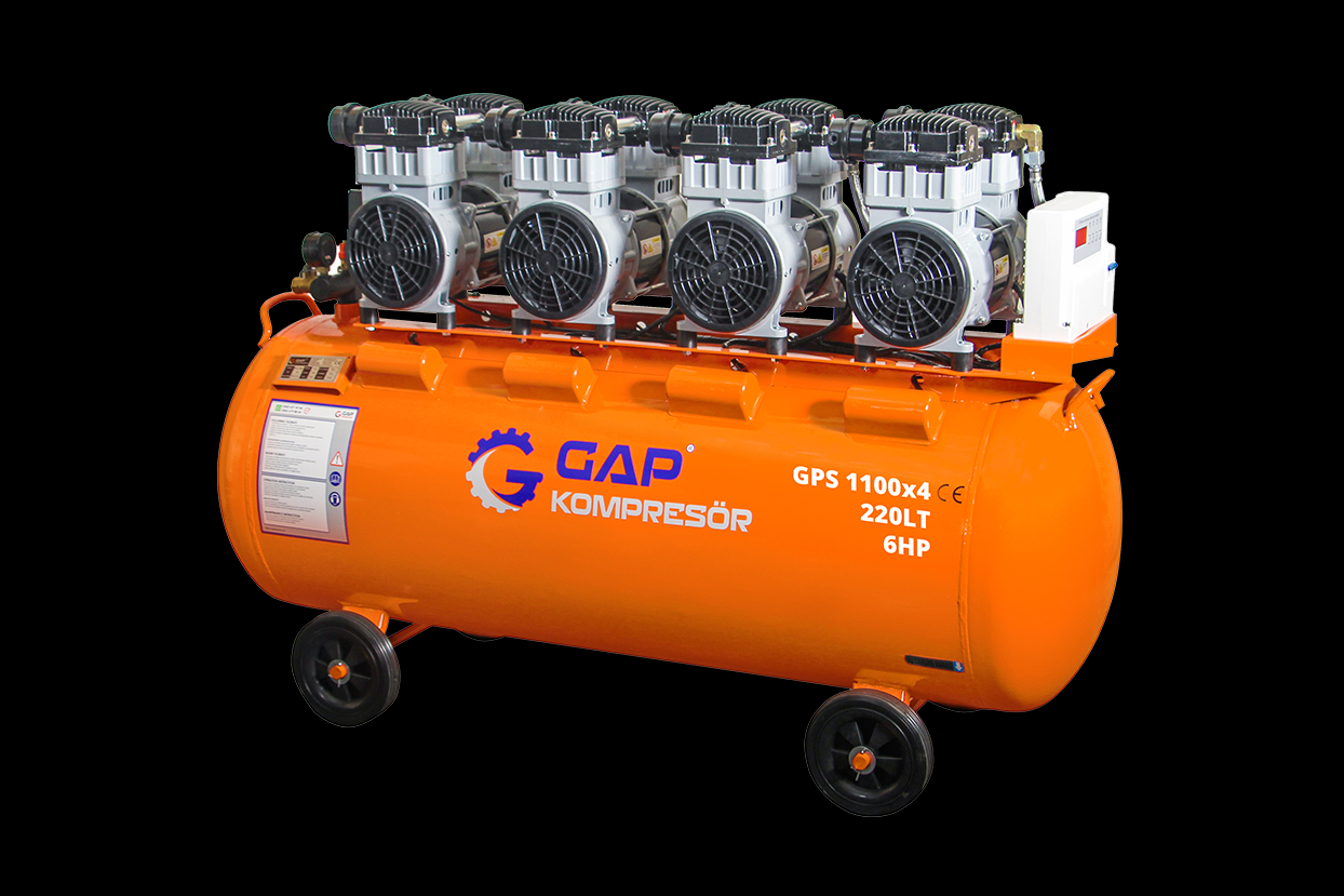 Gap Kompresör GPS1100x4 200 Litre 6 Hp Hava Kompresörü Yağsız Sessiz Kompresör