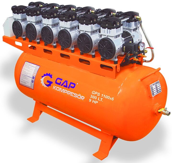 Gap Kompresör 300 Litre 9 Hp Hava Kompresörü GPS1100x6 Yağsız Sessiz Kompresör