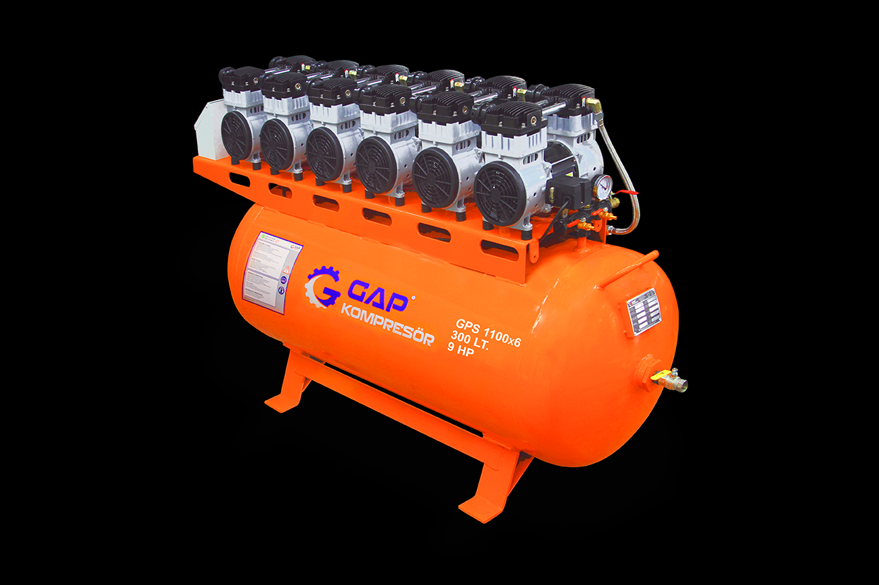 Gap Kompresör GPS1100x6 300 Litre 9 Hp Yağsız Sessiz Hava Kompresörü