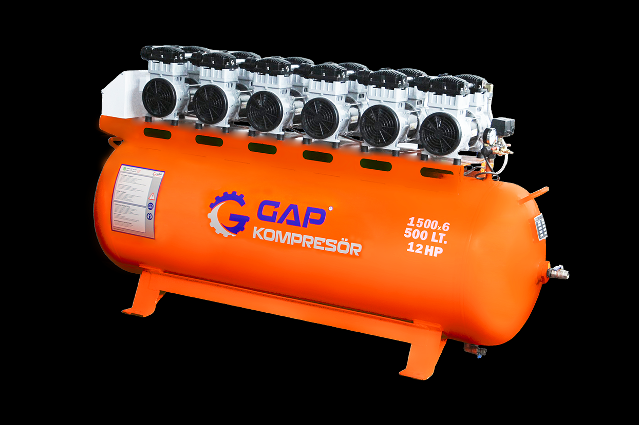 Gap Kompresör GPS1500x6 500 Litre 12 Hp Hava Kompresörü Yağsız Sessiz Kompresör