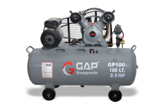 GAP Kompresör 100 LT 8 Bar 2 Hp Çift Kafa Pistonlu Yağlı Hava Kompresörü GP100