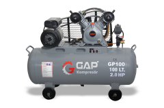 Gap Kompresör GP100 100 Litre 2 Hp 8 Bar Çift Kafa Hava Kompresörü Yağlı Pistonlu Kompresör