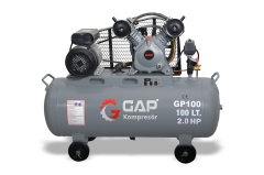 Gap Kompresör GP100 100 Litre 2 Hp 8 Bar Çift Kafa Hava Kompresörü Yağlı Pistonlu Kompresör