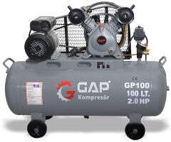 Gap Kompresör 100 Litre 2 Hp 8 Bar Çift Kafa Hava Kompresörü GP100 Yağlı Pistonlu Kompresör
