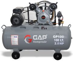 Gap Kompresör 100 Litre 2 Hp 8 Bar Çift Kafa Hava Kompresörü GP100 Yağlı Pistonlu Kompresör
