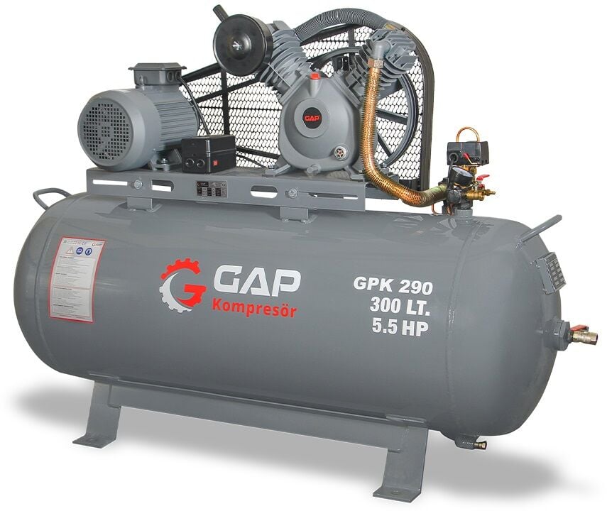 Gap Kompresör 300 Litre 12 Bar 5,5 Hp Hava Kompresörü GPK290 Yağlı Pistonlu Kompresör