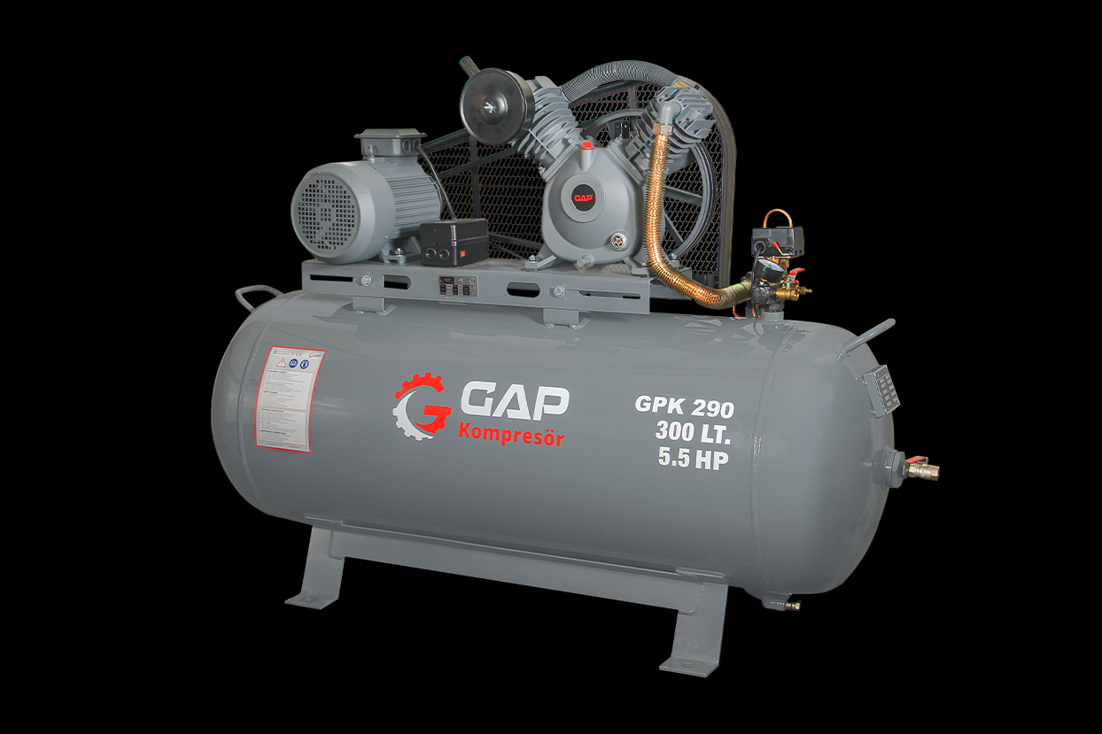 GAP Kompresör GPK290 300 Litre 12 Bar 5,5 HP Pistonlu Yağlı Hava Kompresörü
