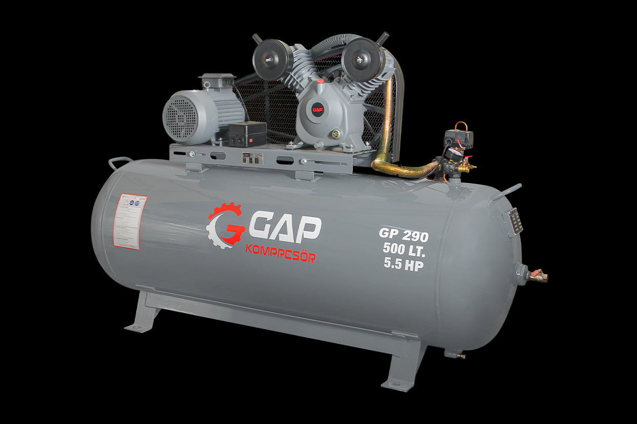 GAP Kompresör GP290/500 500 Litre 8 Bar 5,5 HP Pistonlu Yağlı Hava Kompresörü