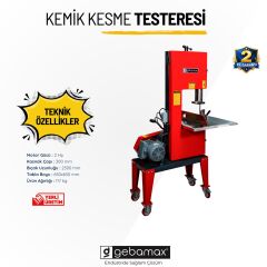 Gebamax BMT30380 300 mm 380 Volt Et ve Kemik Kesme Makinesi - Şerit Testere
