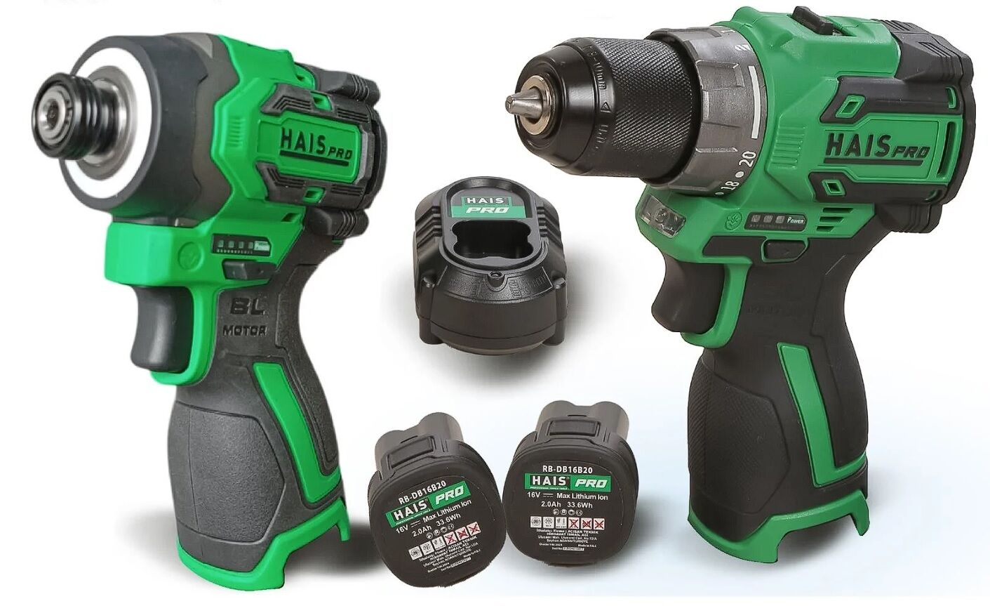 HaisPro Akülü Set - 2'li Profesyonel 16V Akülü Set + 2X2 Ah Çift Akü - RB-03