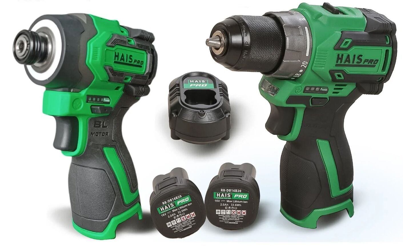 HaisPro Akülü Set - 2'li Profesyonel 16V Akülü Set + 2X2 Ah Çift Akü - RB-03