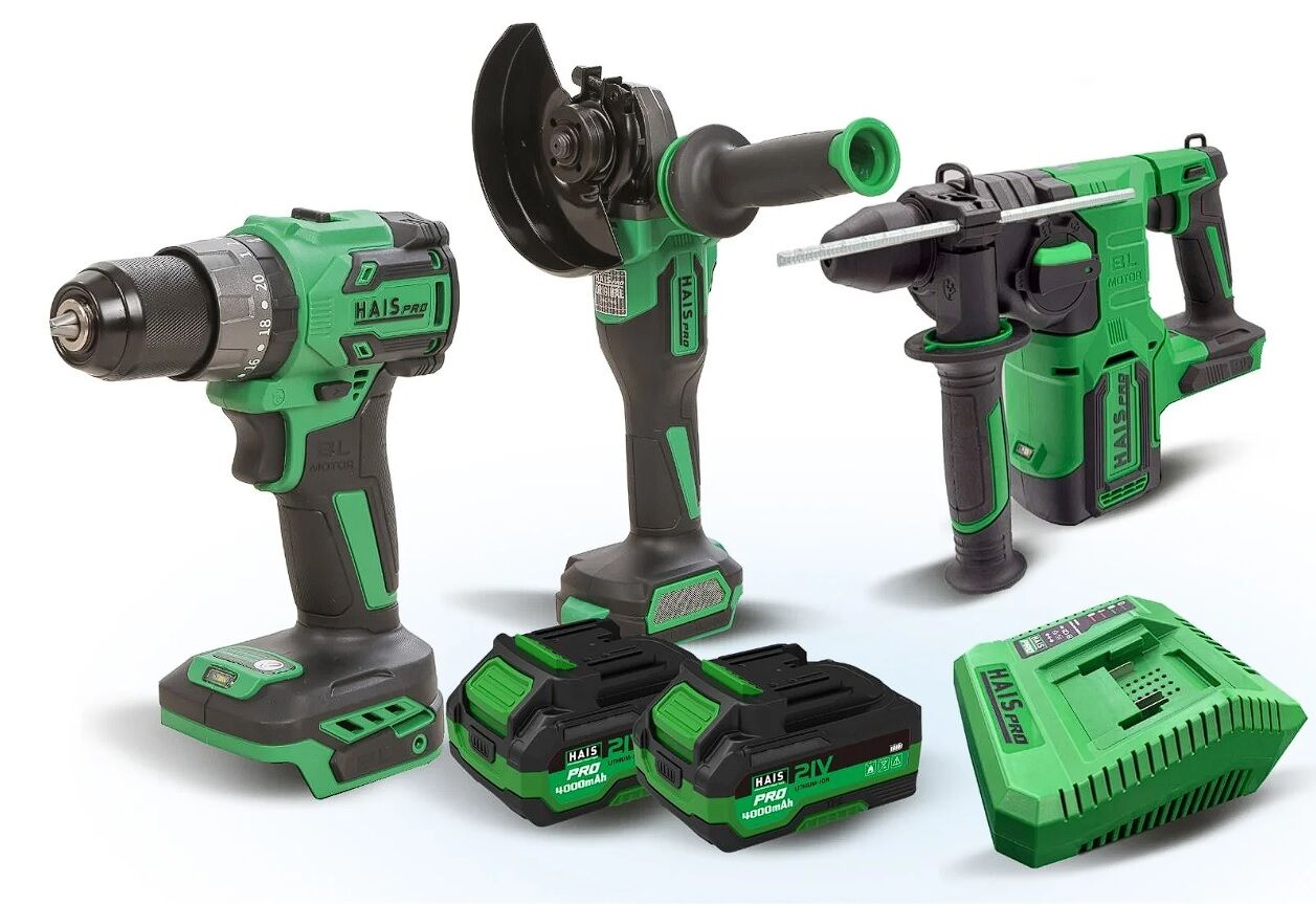 HaisPro Akülü Set - 3'lü Profesyonel Akülü Set + 2X4 Ah Çift Akü - RB-01