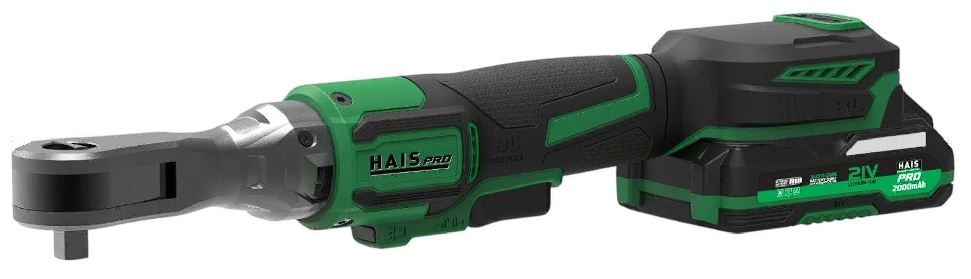 Haispro RB-JL100A Profesyonel Akülü Cırcır Anahtarı Kısa 100 Nm 21 V 2.0 Ah Çift Akü