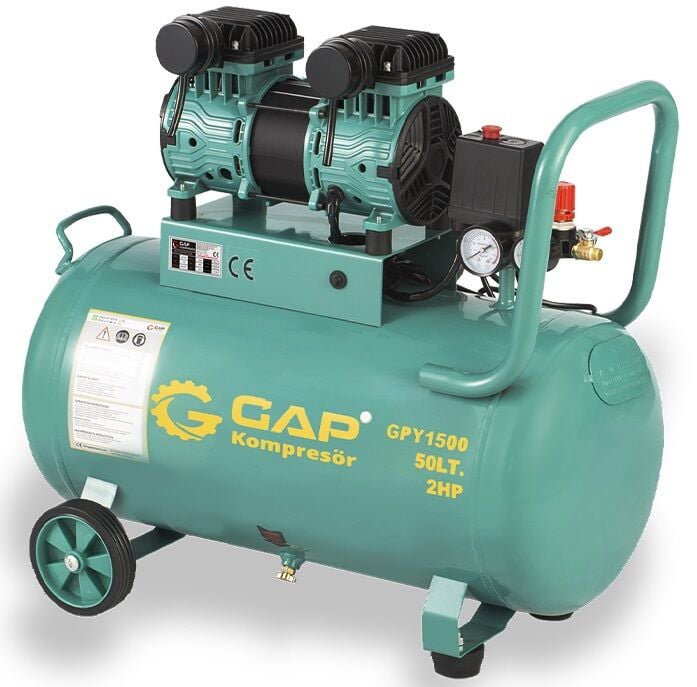 Gap Kompresör 50 Litre 2 Hp Hava Kompresörü GPY1500 Yağsız Sessiz Hızlı Kompresör
