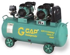 Gap Kompresör 100 Litre 4 Hp Hava Kompresörü GPY1500X2-100 Yağsız Sessiz Hızlı Kompresör