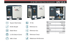 Gap Kompresör Gpv15A 500 Litre 15 Hp Hava Kompresörü Vidalı Kompresör