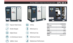 GAP Kompresör Gpv 30A 1000 Lt 30 Hp Vidalı Hava Kompresör