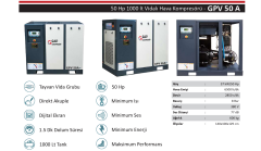 Gap Kompresör Gpv50A 1000 Litre 50 Hp Vidalı Hava Kompresörü