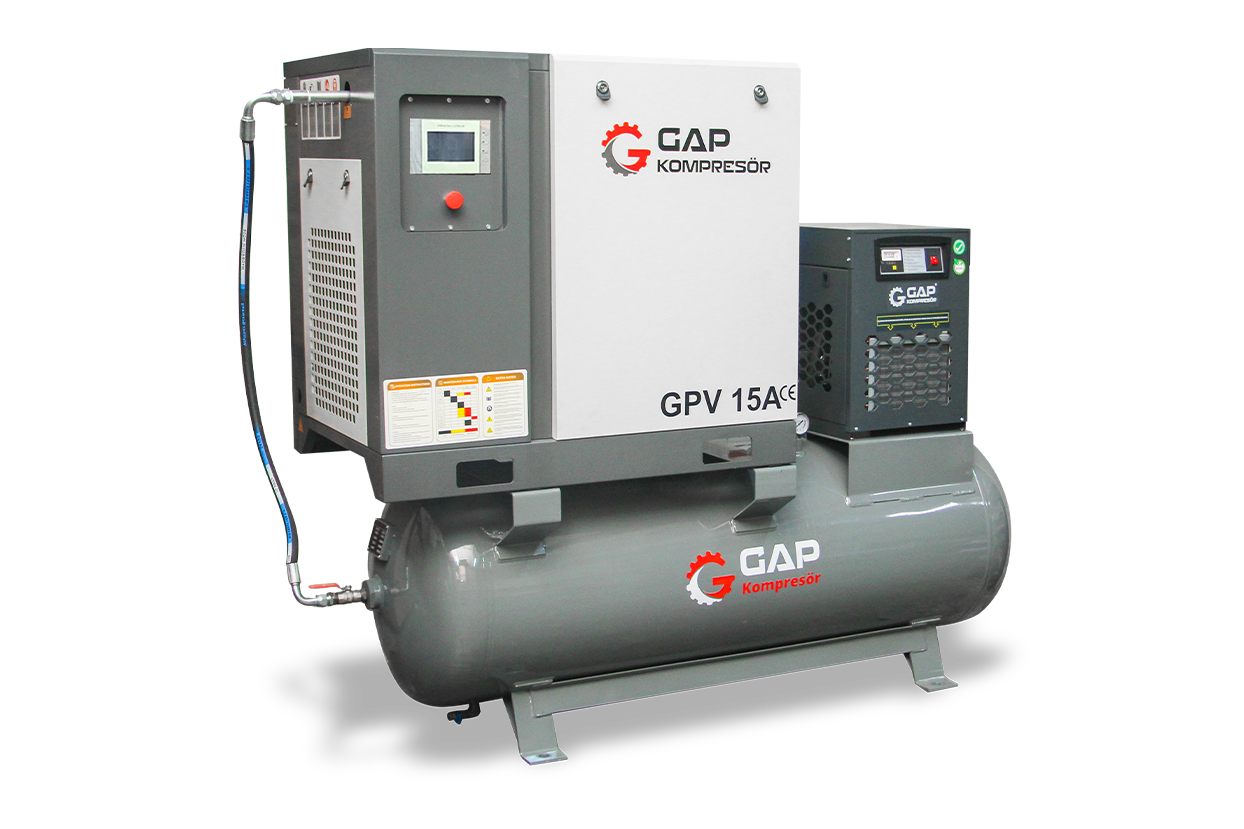 Gap Kompresör 500 Litre 15 Hp Hava Kompresörü Gpv15a-Set Vidalı Kompresör Seti