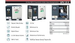 Gap Gpv15E 500 Litre 15 Hp İnvertörlü Vidalı Hava Kompresörü