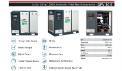 Gap Kompresör 16BarGpv30E 1000 Litre 30 Hp 16 BAR İnvertörlü Vidalı Hava Kompresörü