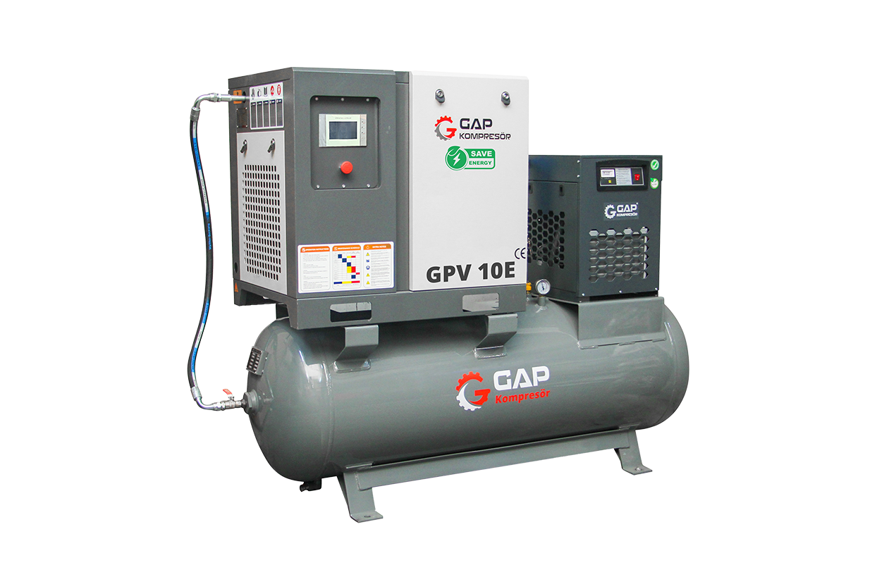 Gap Kompresör Gpv10e-Set 500 Litre 10 Hp Hava Kompresörü İnvertörlü Vidalı Kompresör Seti