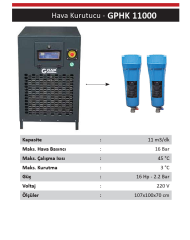 Gap Kompresör GPHK11000 11000 Litre Hava Kompresörü Hava Kurutucusu