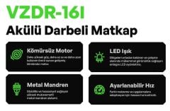 Voltz VZDR-16I Darbeli 16,8 Volt 2 Ah Akülü Vidalama Matkap